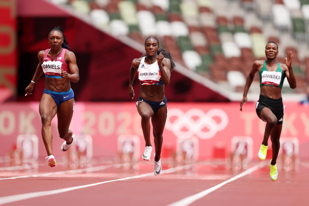 Dina Asher-Smith finished second in her 100m heat (Getty Images)