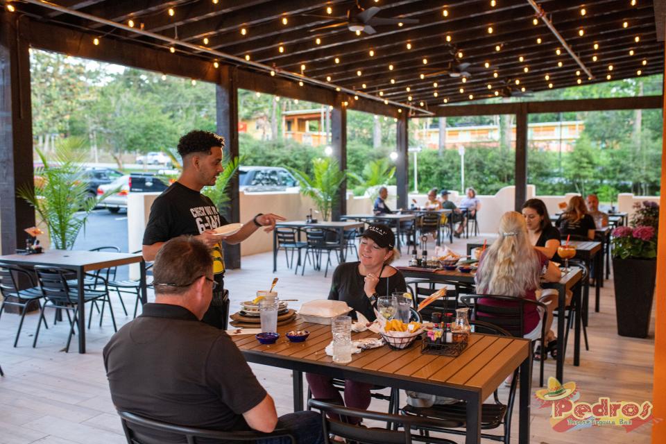 Patio area at Pedro's Tacos and Tequila Bar located at 750 Apalachee Parkway.