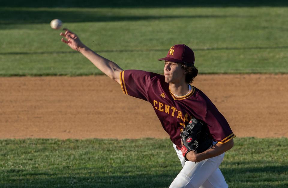 Central Regional starting pitcher Cam Leiter. Central Regional defeats Brick Memorial in 13 innings 7-6 for Ocean County Baseball Title in Toms River, NJ on June 16, 2021. 