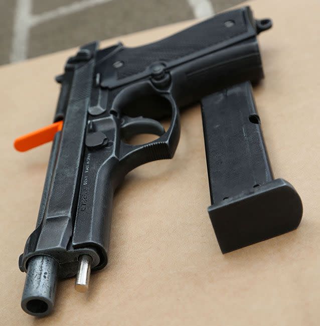 Police seized a handgun and ammunition along with drugs and pills presses. Source: NSW Police