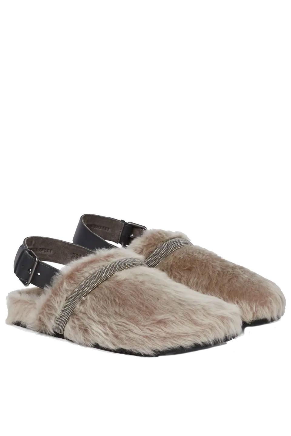 Embellished Shearling Slippers