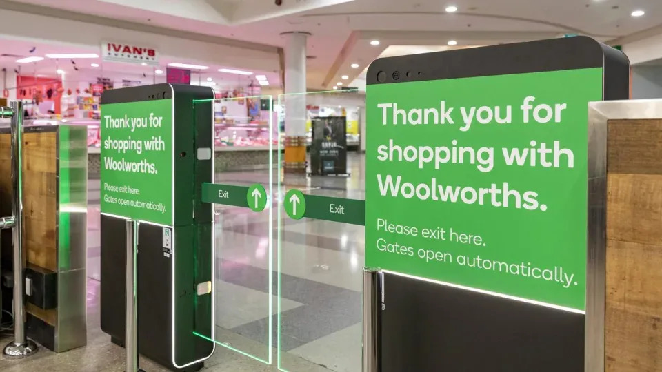 Security gates at a Woolworths.