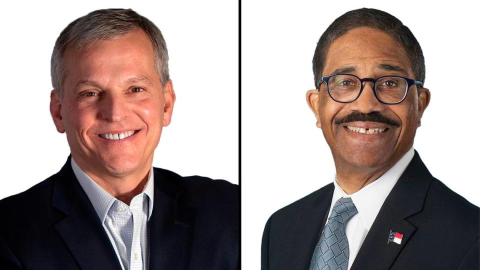 Attorney General Josh Stein, left, and retired North Carolina Supreme Court Justice Mike Morgan are running in the Democratic primary for governor in 2024.