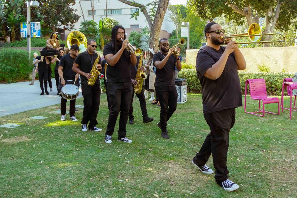 The Black Fist Brass Band at Kinfolk's Grand Park event in Los Angeles in November.<span class="copyright">Momodu Mansaray</span>