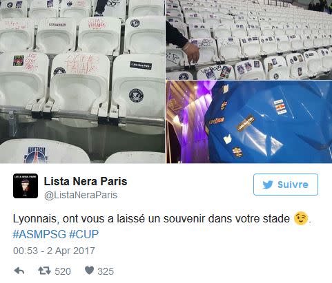 Un fan parisien visiblement fier de ses bêtises (Capture d’écran Twitter)