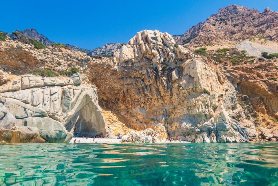 seychelles beach on ikaria island, greece