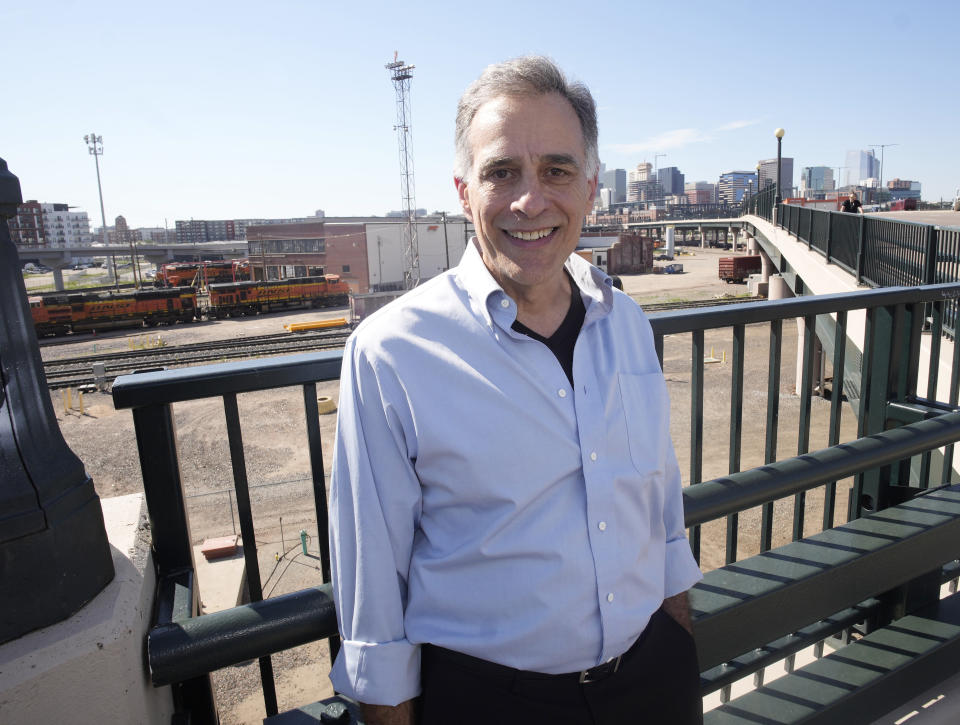 Mike Elliott is shown near the engine repair yard for Burlington Northern and Santa Fe Railroad, Monday, July 24, 2023, in Denver. (AP Photo/David Zalubowski)