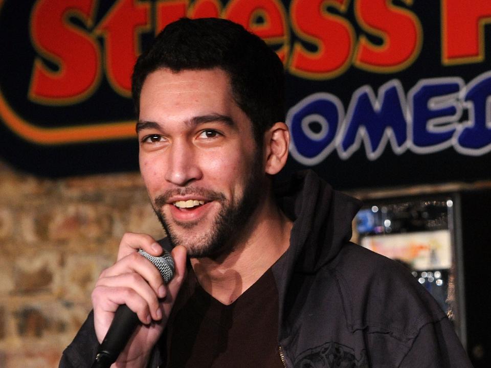 Comedian Dave Smith performs at The Stress Factory Comedy Club on December 29, 2010 in New Brunswick, New Jersey