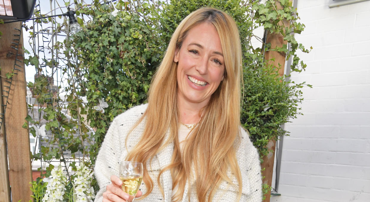 Cat Deeley is currently enjoying a trip to the Greek island of Santorini. (Getty Images)