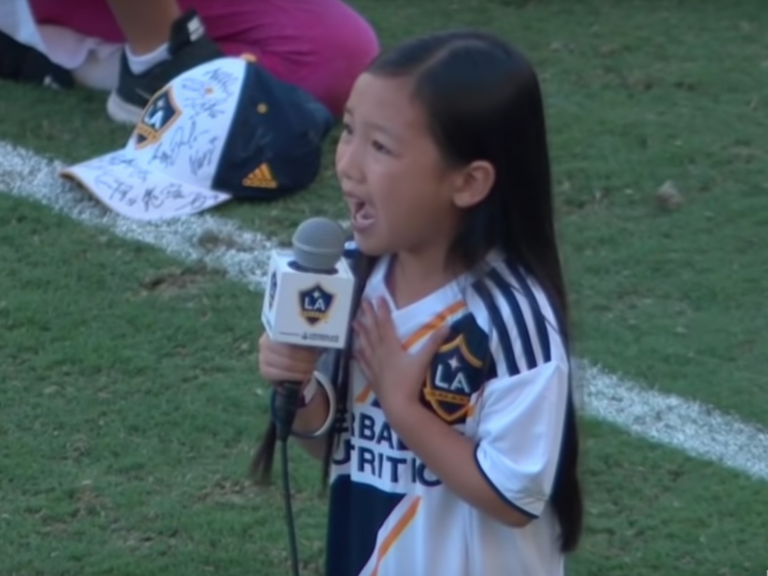 7-year-old singing national anthem at LA Galaxy game goes viral