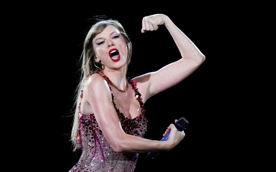 Taylor Swift performs at the Monumental stadium during her "Eras Tour" concert in Buenos Aires, Argentina