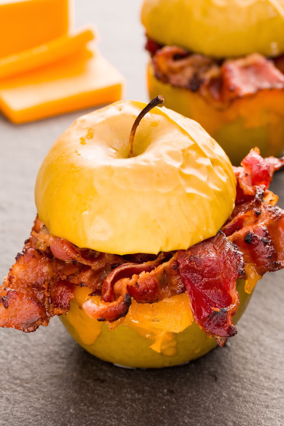 Baked Apples with Bacon and Cheddar