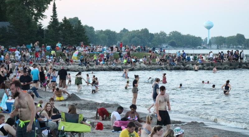 The beach at the City of Luna Pier is popular with swimmers. Monroe News file photo