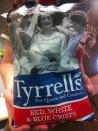 In the same vein, Tyrrells have come out with their own take on the Jubilee - releasing red white and blue crisps. The colouring complements reworked packaging, which features a playful 'crowning' picture from the 1950s.