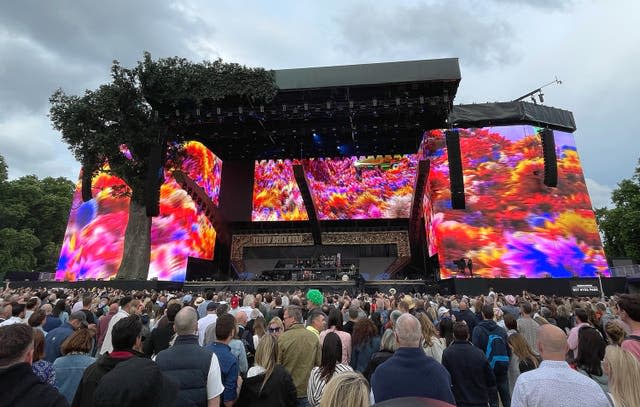 The crowd watching Elton John