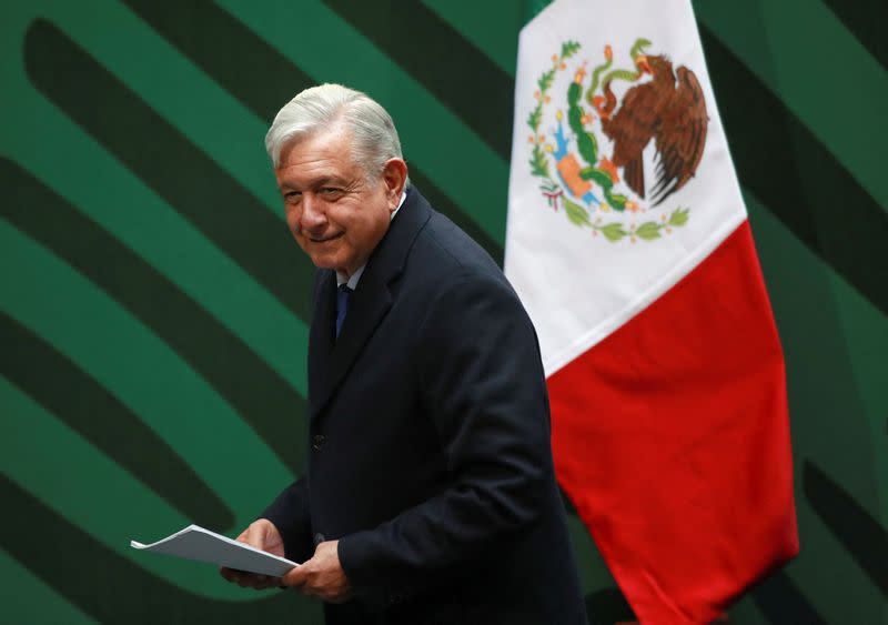 Mexico's President Andres Manuel Lopez Obrador holds a news conference in Mexico City