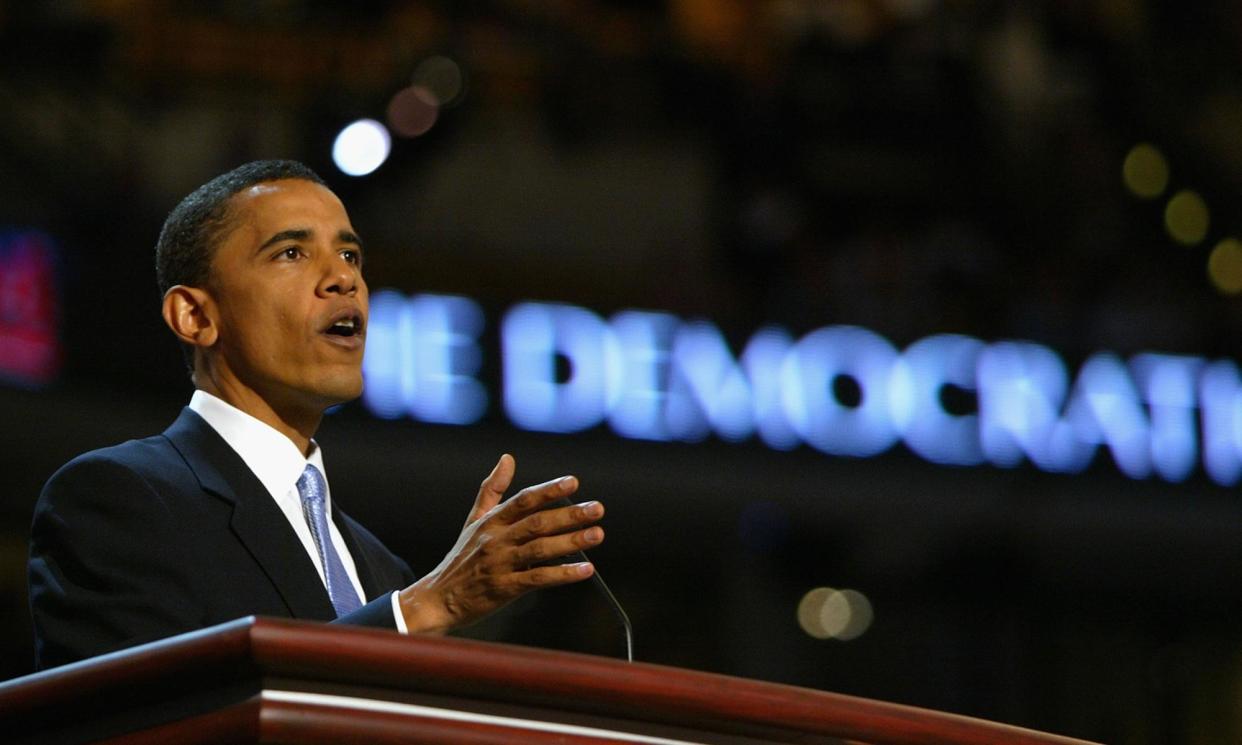 <span>Barack Obama gives his memorable address at the convetnion in Boston in 2004.</span><span>Photograph: Spencer Platt/Getty Images</span>