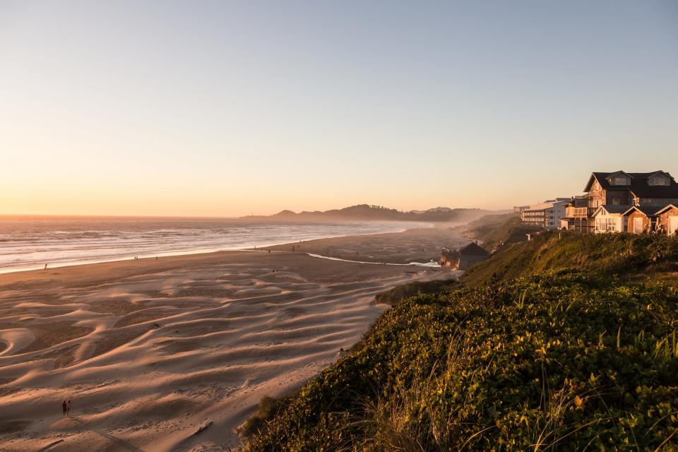 Sunset over Newport Oregon beach