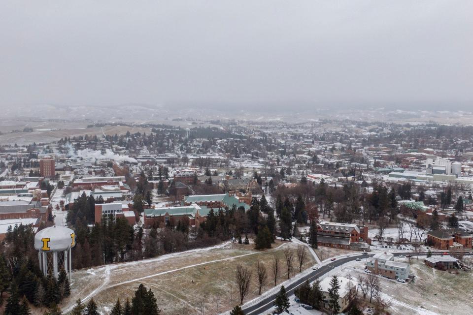 The University of Idaho campus and the town of Moscow on January 3 near the neighborhood where the four students were killed.