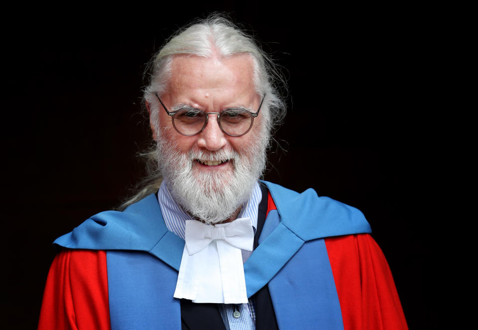 Sir Billy Connolly after he received his Honorary Doctorate degree from the University of Strathclyde in Glasgow.