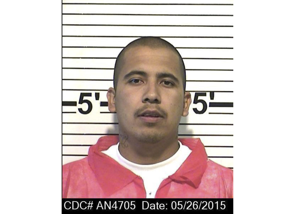 In this May 26, 2015, photo, provided by the California Department of Corrections and Rehabilitation is Raymond Lopez. Two weeks after authorities accused purported leaders of a white supremacist gang with organizing drug trafficking and murders from their California prison cells, they charged leaders of another prison gang Wednesday, June 19, 2019, with running a crime ring from behind bars. Federal authorities allege that high-ranking Nuestra Familia members Salvador Castro Jr., 49, and Raymond Lopez, 31, used contraband cell phones from inside Fresno County's Pleasant Valley State Prison to have narcotics shipped from Mexico for distribution by other gang members.(California Department of Corrections and Rehabilitation via AP)