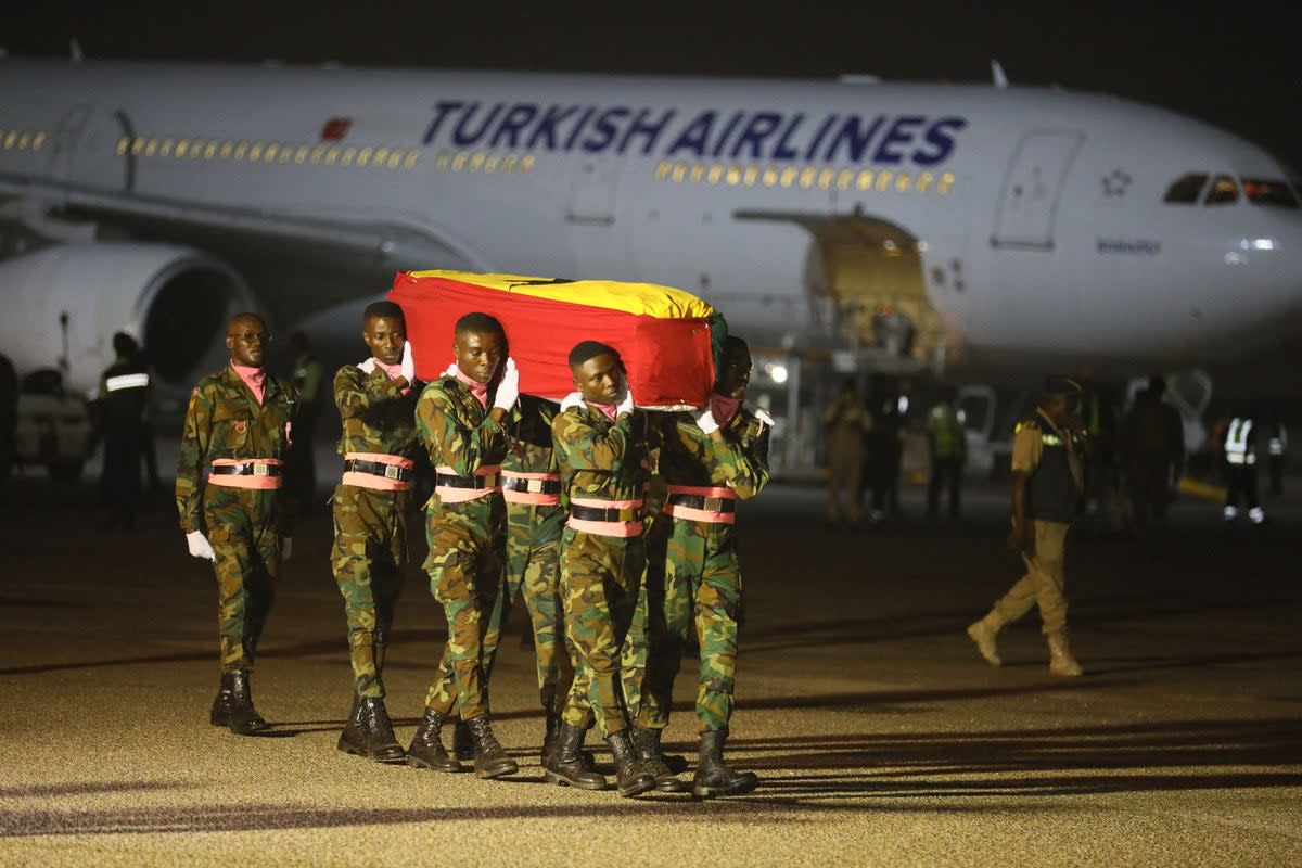 Christian Atsu’s coffin arrives in Ghana (AFP via Getty Images)