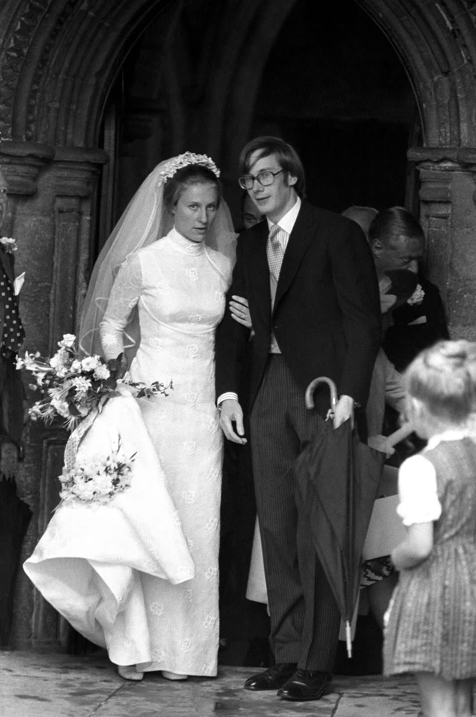 <p>Birgitte Eva Henriksen <a href="http://orderofsplendor.blogspot.co.uk/2012/07/wedding-wednesday-duchess-of.html" rel="nofollow noopener" target="_blank" data-ylk="slk:married Prince Richard;elm:context_link;itc:0;sec:content-canvas" class="link ">married Prince Richard</a>, Duke of Gloucester on 8 July 1972 at St. Andrew's Church in Northamptonshire. Birgitte wore a dress designed by Norman Hartnell. Six weeks after their wedding, Prince Richard's older brother was killed, making him heir apparent. The couple have three children together: Alexander, Davina, and Rose. </p>