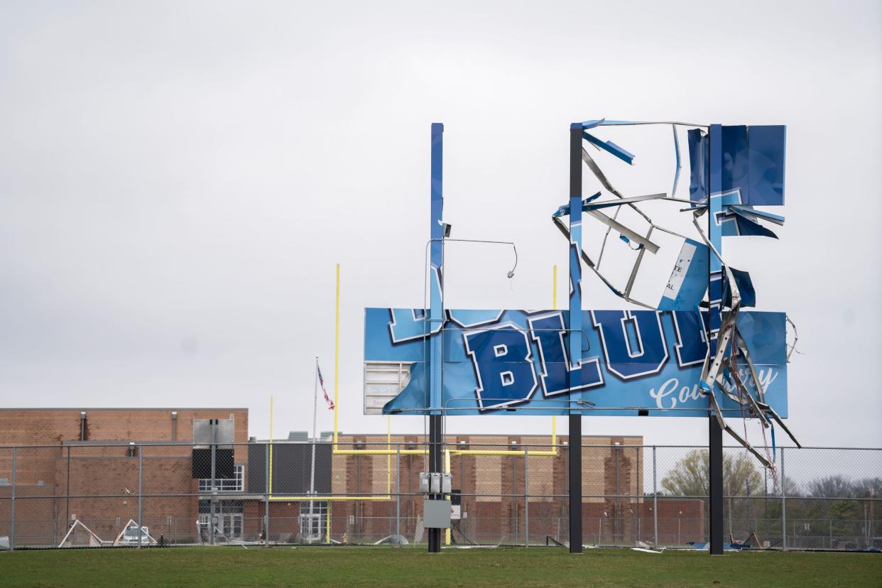 Five scoreboards were damaged at Olentangy Berlin High School during Thursday night's storms, athletic director John Betz said.