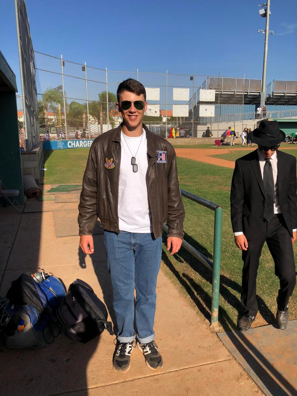 LSU baseball star Paul Skenes dressed as Maverick from the film 'Top Gun,' during his junior year of high school.