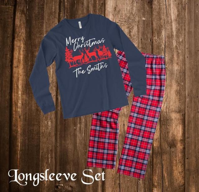 Unisex Adult Matching Family Christmas Long Sleeve Buffalo Plaid Moose  Fleece Hooded One Piece Pajamas