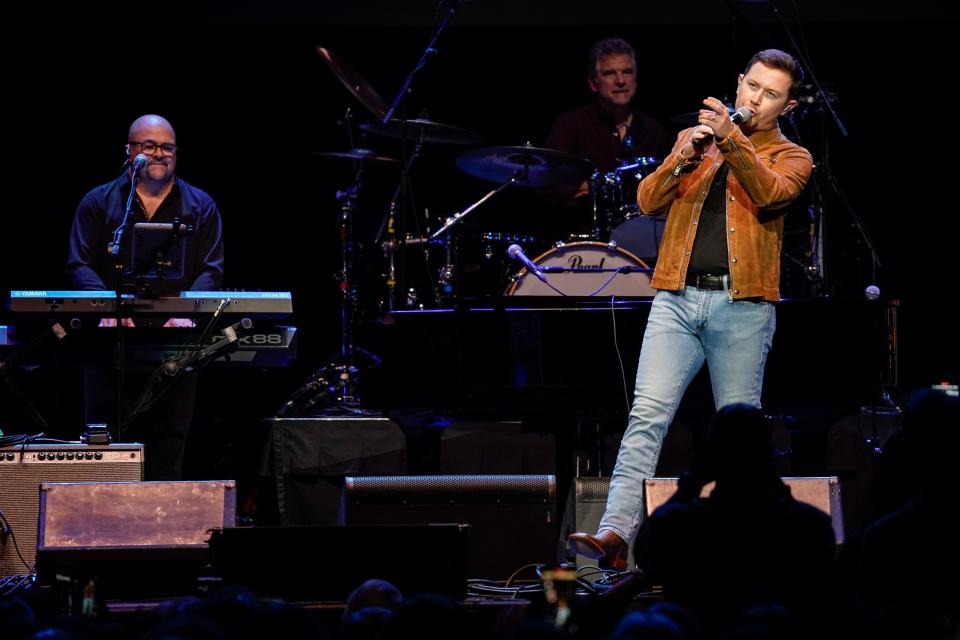 Scotty McCreery performs during the Tribute to Ronnie Milsap concert at Bridgestone Arena in Nashville, Tenn., Tuesday, Oct. 3, 2023.