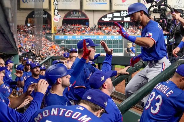 Texas Rangers' Adolis Garcia does cartwheel in batter's box after being hit  by pitch - On3