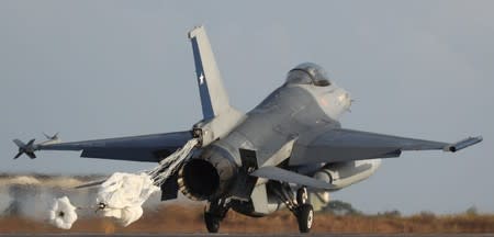 FILE PHOTO: A Chilean Air Force F-16 jet fighter lands at an airbase during CRUZEX multinational air exercise in Natal