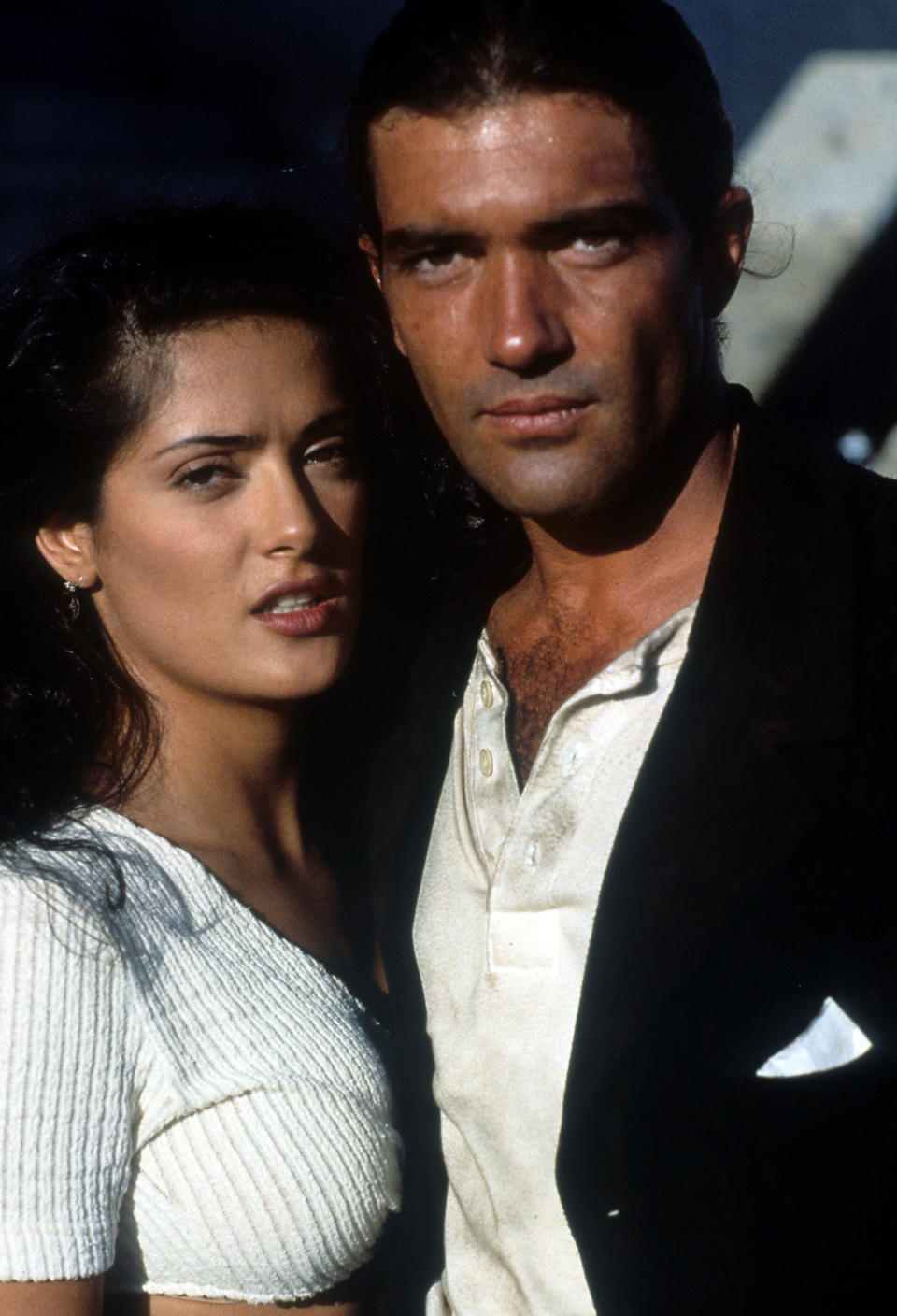 Antonio Banderas and Salma Hayek in a scene from the film 'Desperado', 1995. (Photo by Columbia Pictures/Getty Images)