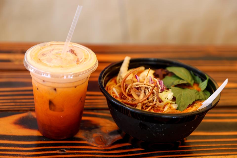 Kapoon and Thai tea are served at 3lephant Noodle Shack on Wednesday, Sept. 20, 2023 in Salem, Ore.