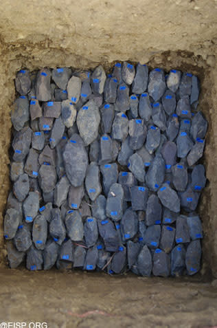 This photo shows basalt tools, removed from the excavations. <br> <a href="http://www.eisp.org/" rel="nofollow noopener" target="_blank" data-ylk="slk:For more information visit the Easter Island Statue Project" class="link ">For more information visit the Easter Island Statue Project</a>