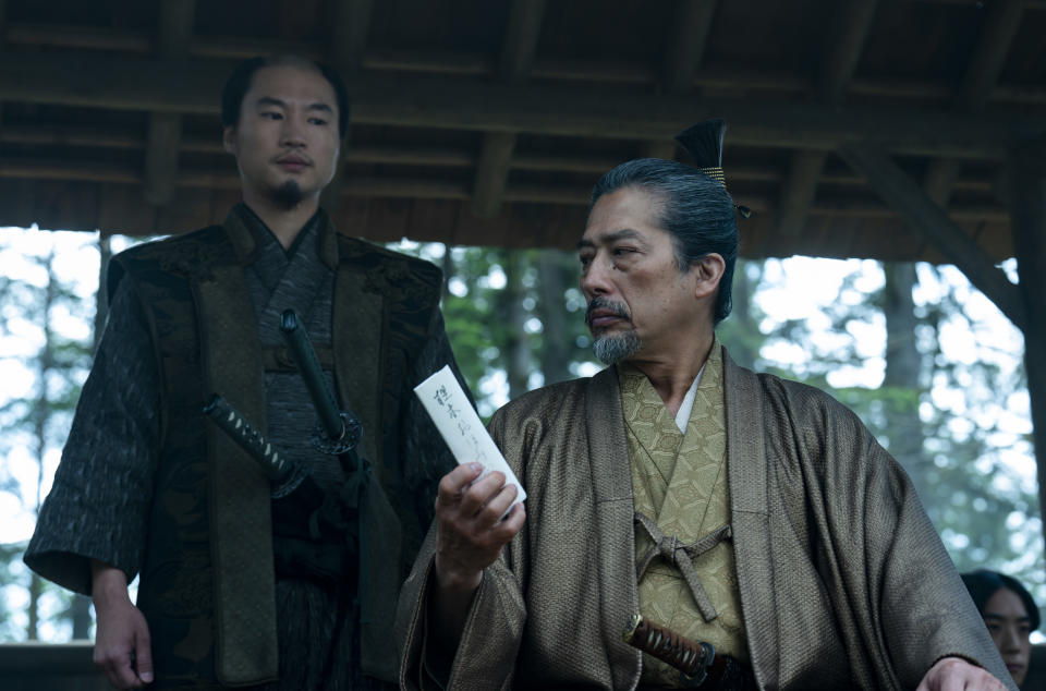 'SHOGUN' --  "A Dream of a Dream" -- Episode 10 (Airs April 23)  Pictured:  Hiroto Kanai as Kashigi Omi, Hiroyuki Sanada as Yoshii Toranaga.  CR: Katie Yu/FX