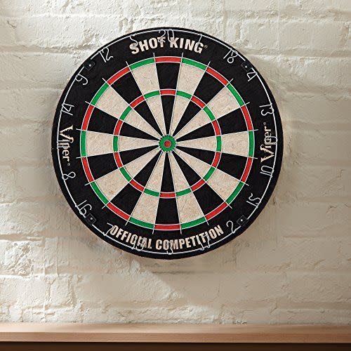 2) Viper by GLD Products Shot King Regulation Bristle Steel Tip Dartboard Set with Staple-Free Bullseye, Galvanized Metal Radial Spider Wire; High-Grade Compressed Sisal Board with Rotating Number Ring, Includes 6 Darts, Black, 17.75 inch