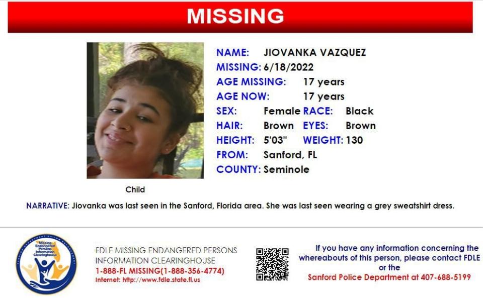 Jiovanka Vazquez was last seen in Sanford on June 18, 2022.