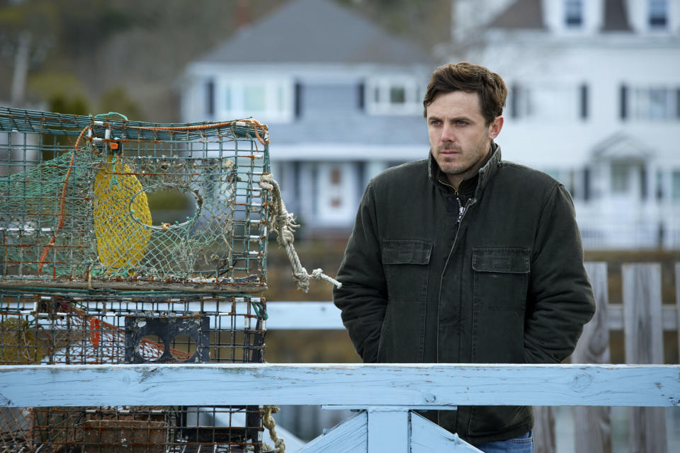 This image released by Roadside Attractions and Amazon Studios shows Casey Affleck in a scene from "Manchester By The Sea." The Producers Guild of America has nominated awards season favorites “La La Land,” “Moonlight” and “Manchester by the Sea” for its top award, as well as the R-rated superhero film “Deadpool.” Winners will be announced in a Jan. 28 ceremony in Beverly Hills, Calif. (Claire Folger/Roadside Attractions and Amazon Studios via AP)