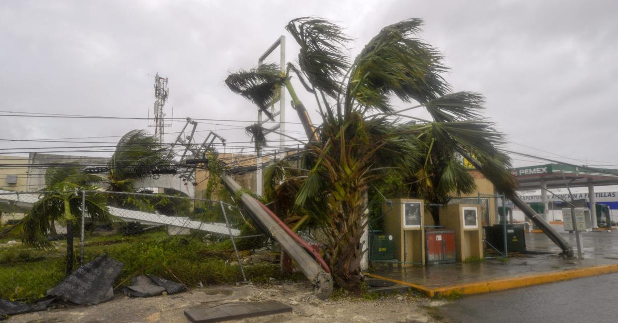 �� Postes, árboles caídos y lluvia: así luce Cancún tras el paso del huracán Delta