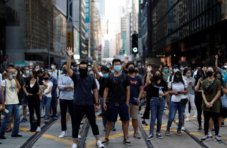 Anti-government protesters gather in Central Hong Kong