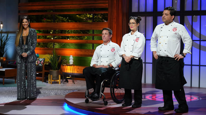 Three 'MasterChef' contestants on set