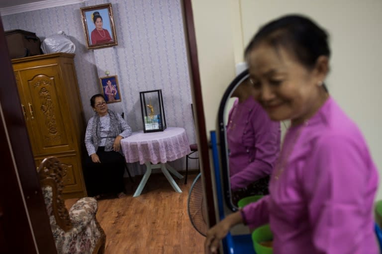 Inside Yangon's "Mother's Villa" retirement home for actors, the shelves are littered with awards and film memorabilia, while fading photos of the stars dressed in glamorous outfits from their heydays line the walls. 