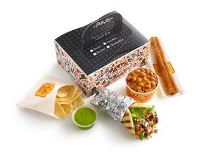 New Loco Lunch Boxes come in four options, all of which include a rice and beans cup, chips, salsa, and a churro for dessert
