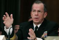 Chairman of the Joint Chiefs of Staff Adm. Mike Mullen participates in a Senate Defense Subcommittee hearing in June 2011. Libya on Monday accused NATO of killing at least seven people in an air raid on a medical clinic in Zliten east of Tripoli, as the top US officer spoke of "stalemate" in NATO's campaign