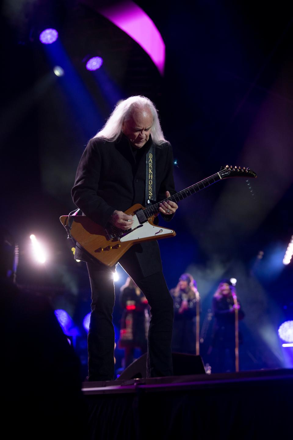 Rickey Medlocke with Lynyrd Skynyrd performs during Nashville’s Big Bash, New Years Eve celebration at Bicentennial Capitol Mall State Park in Nashville , Tenn., Sunday, Dec. 31, 2023.