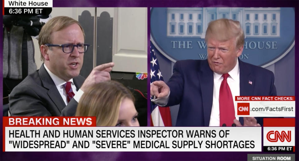 Trump lashed out at an ABC journalist for pointing out the government's conflicting information on coronavirus testing.