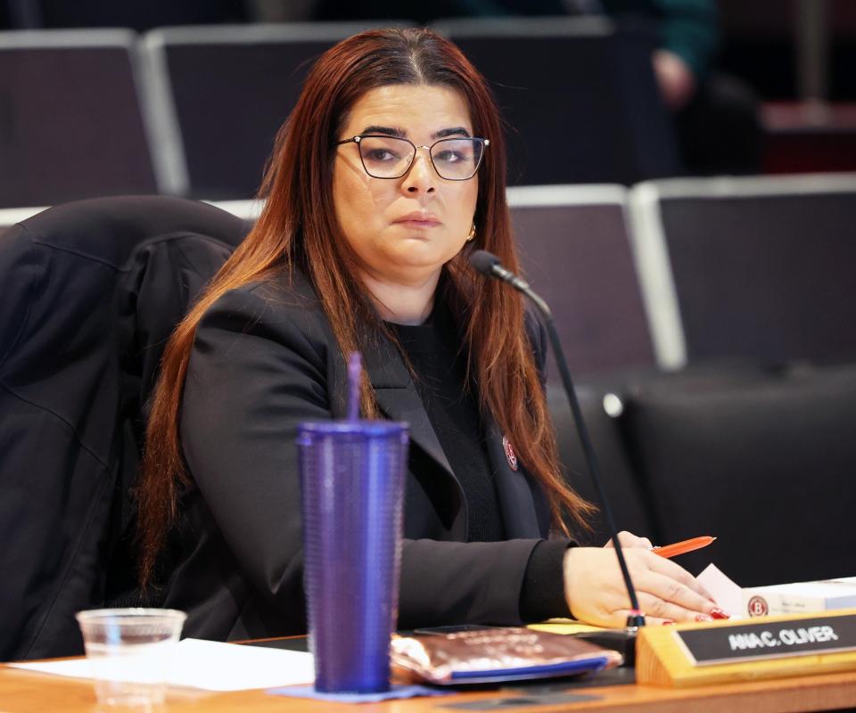 Brockton School Committee member Ana Oliver at a School Committee meeting on Tuesday, Feb. 6, 2024