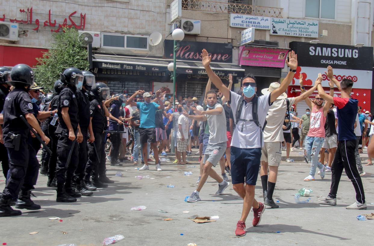 Tunisa Protests (Copyright 2021 The Associated Press. All rights reserved)
